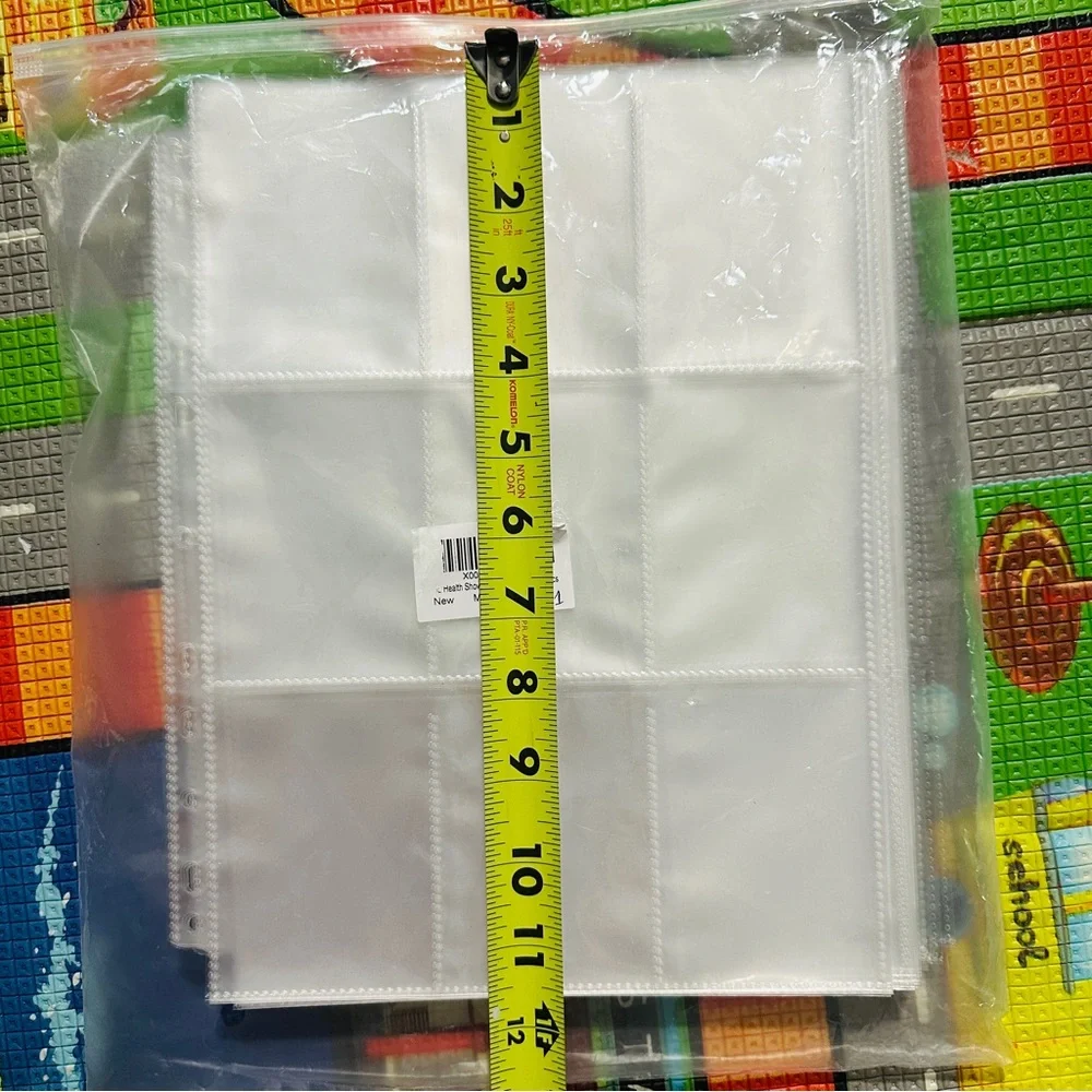 Trading Card Sleeve Pages, 60 Pack 9 Pocket Album  for 3 Ring Binder, 11 holes